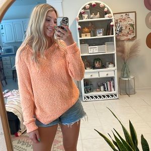 Orange free people knit sweater
